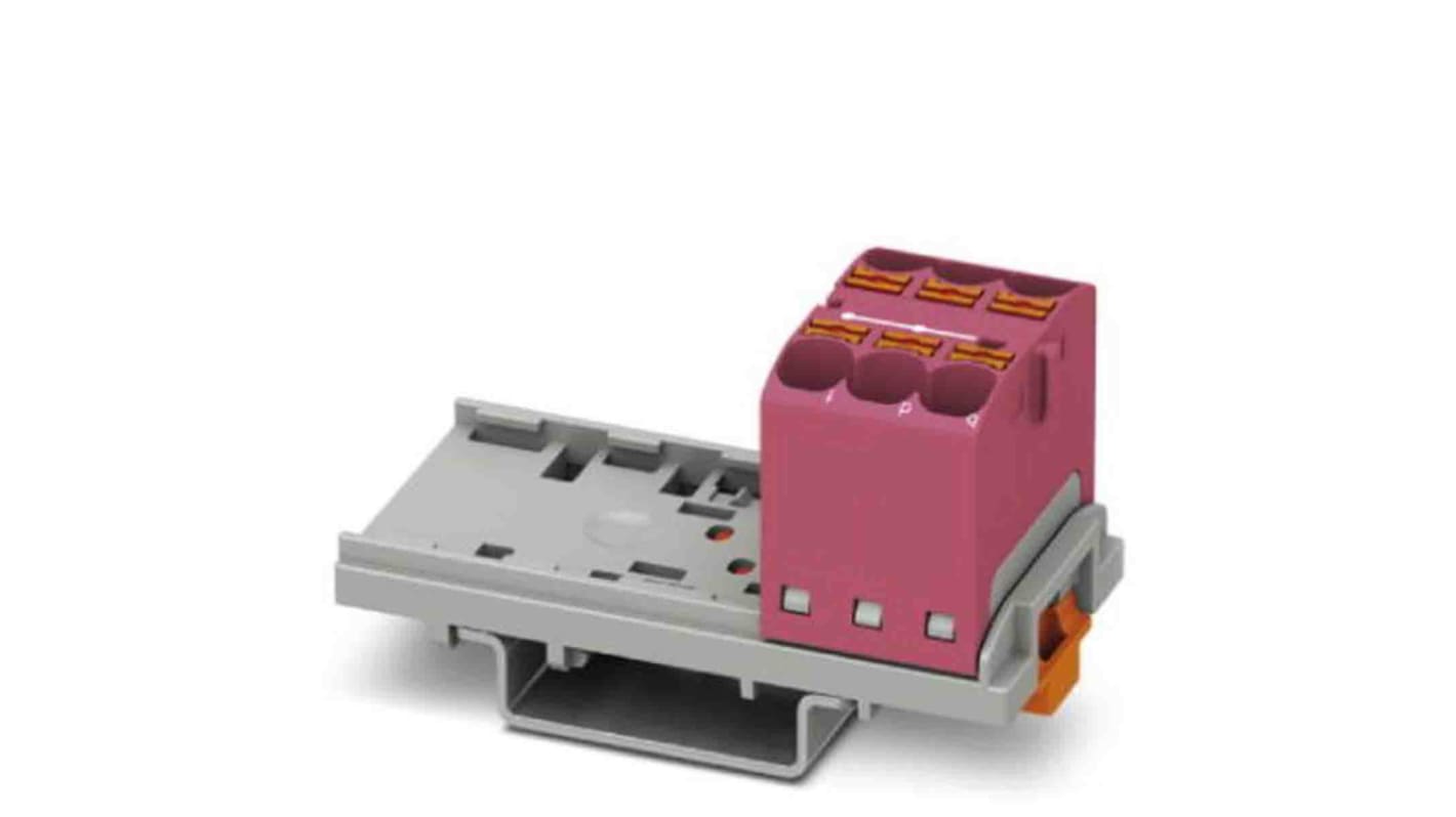 Phoenix Contact Distribution Block, 6 Way, 0.2 → 6mm², 32A, 800 V, Pink