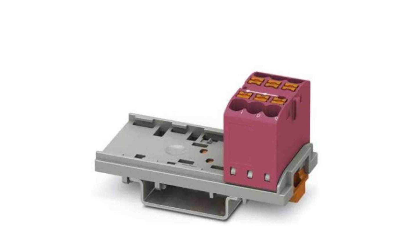 Phoenix Contact Distribution Block, 6 Way, 4mm², 24A, 690 V, Pink