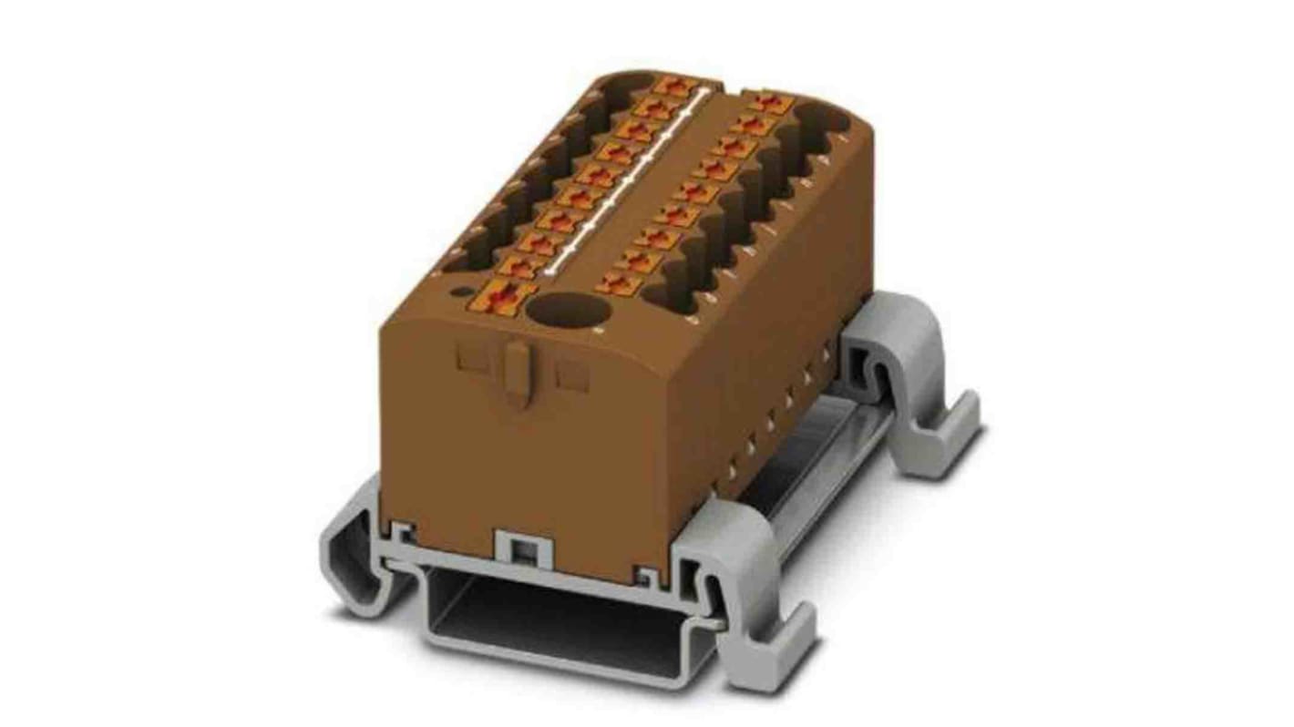 Phoenix Contact Distribution Block, 19 Way, 4mm², 24A, 690 V, Brown