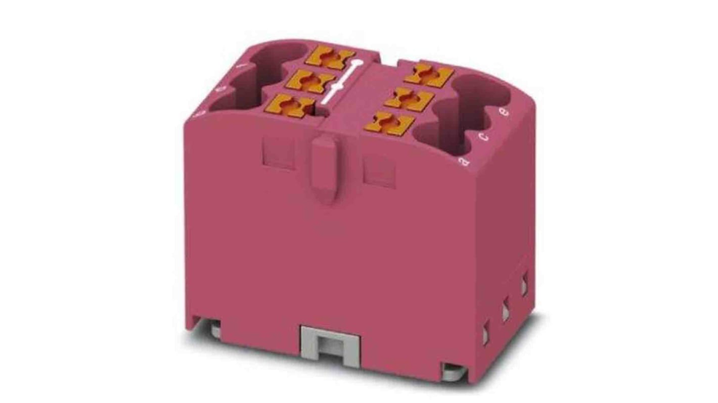 Phoenix Contact Distribution Block, 6 Way, 4mm², 24A, 450 V, Pink