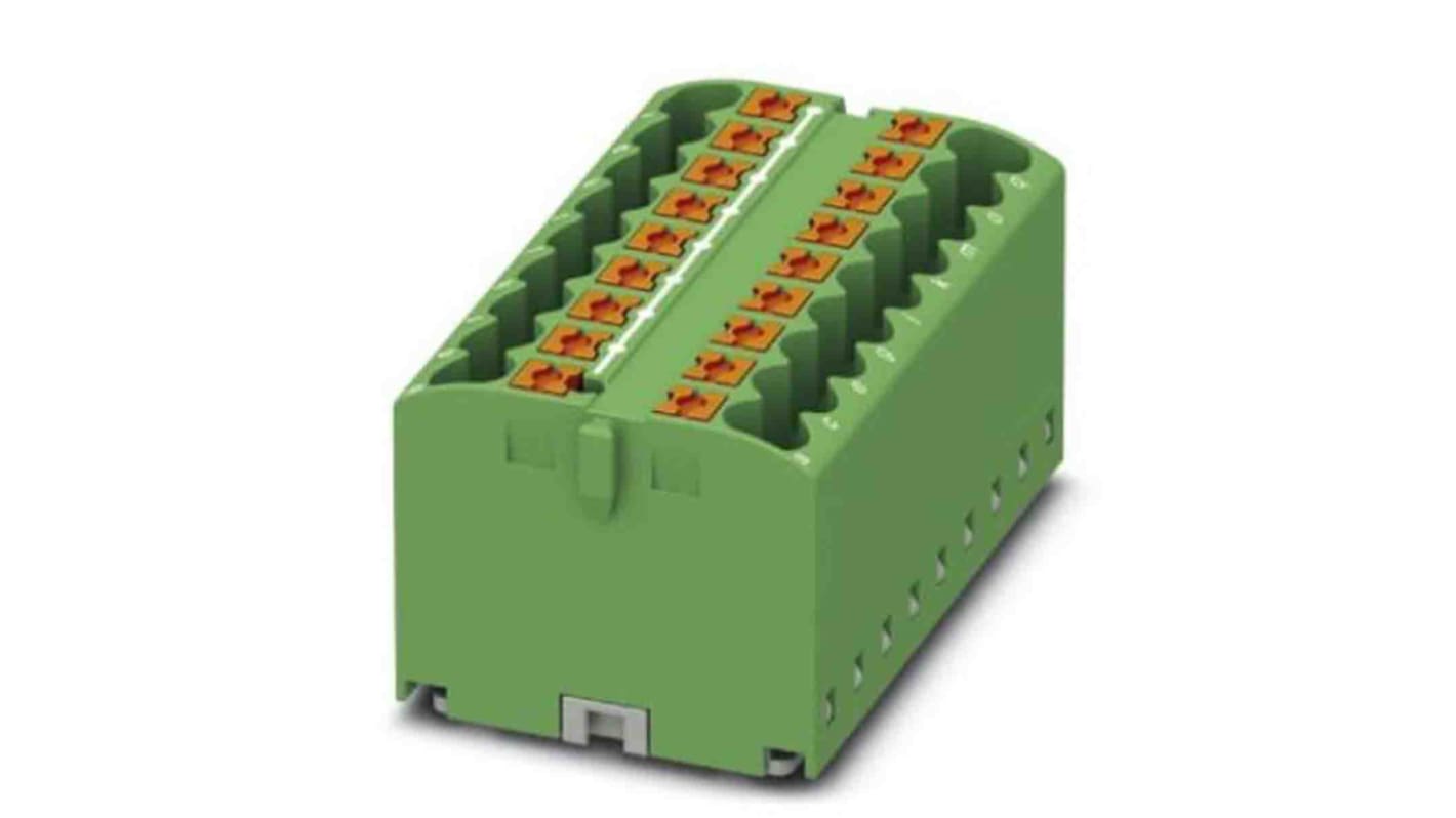 Phoenix Contact Distribution Block, 18 Way, 4mm², 24A, 450 V, Green