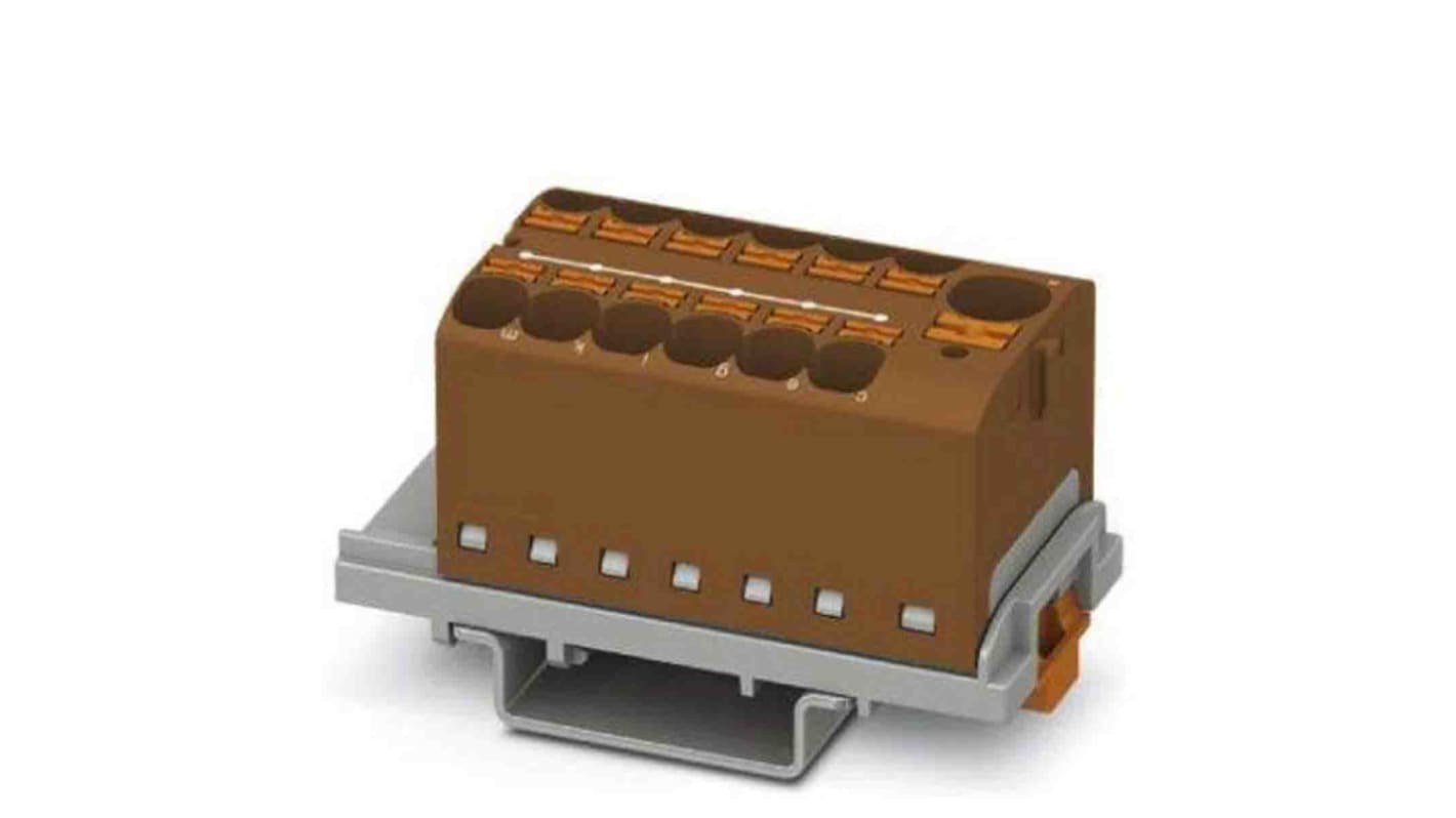 Phoenix Contact Distribution Block, 13 Way, 0.2 → 6mm², 32A, 800 V, Brown