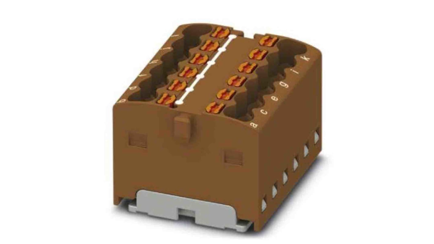 Phoenix Contact Distribution Block, 12 Way, 2.5mm², 17.5A, 450 V, Brown