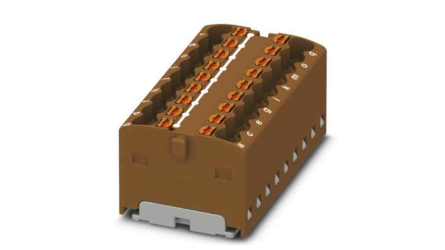 Phoenix Contact Distribution Block, 18 Way, 2.5mm², 17.5A, 450 V, Brown