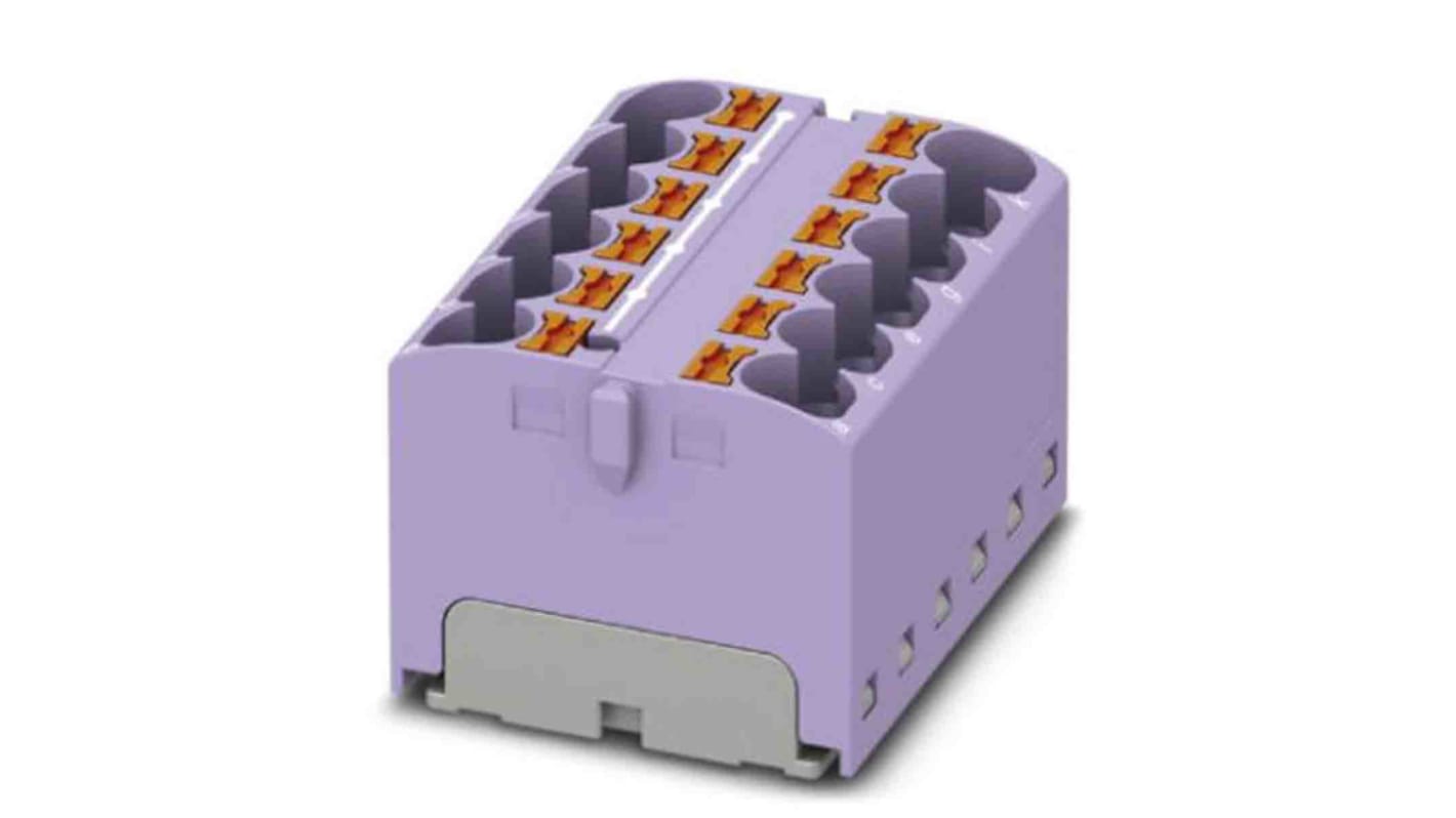 Phoenix Contact Distribution Block, 12 Way, 0.2 → 6mm², 32A, 450 V, Violet