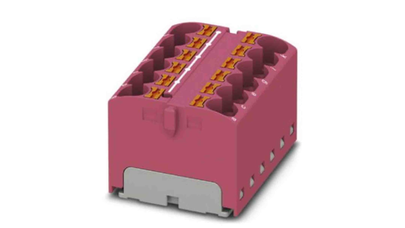 Phoenix Contact Distribution Block, 12 Way, 0.2 → 6mm², 32A, 450 V, Pink