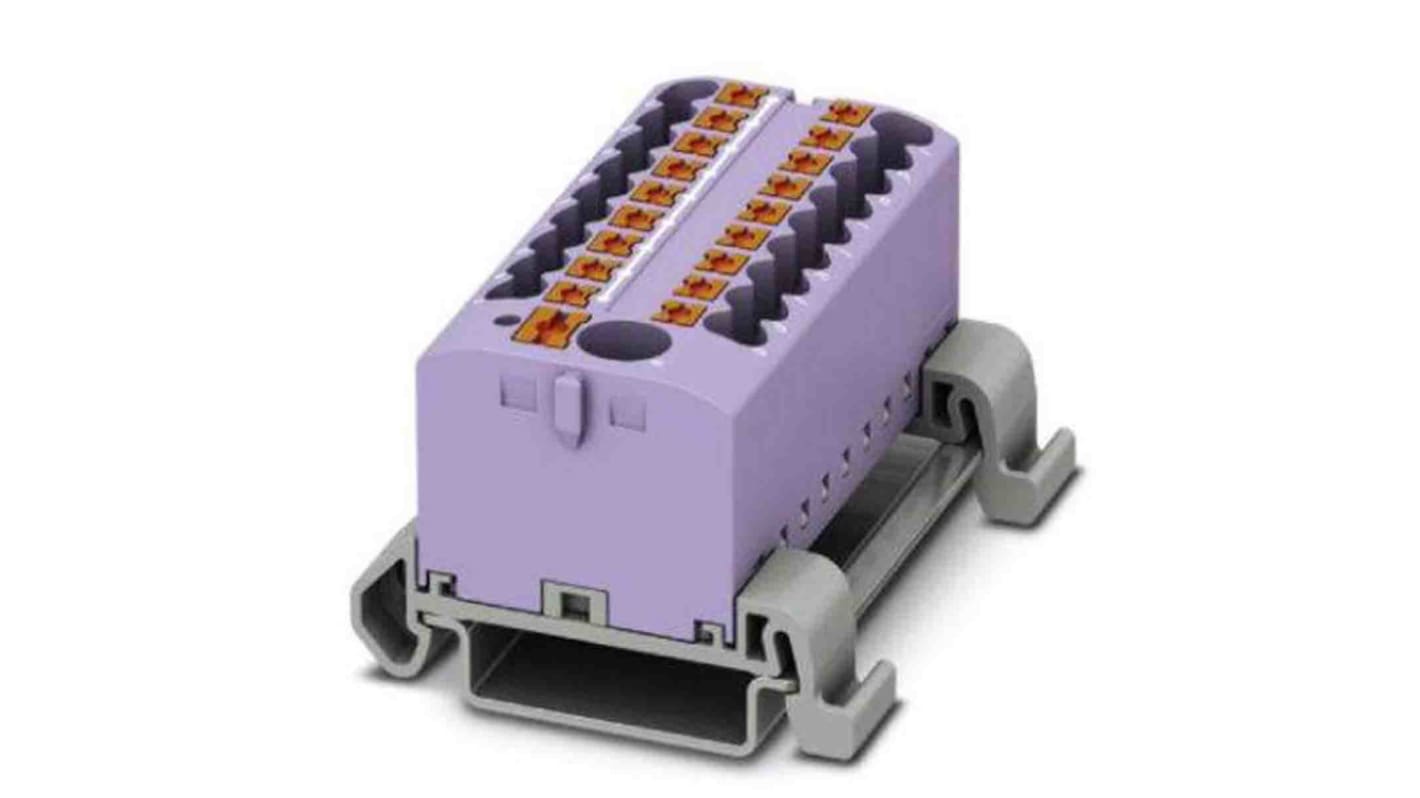 Phoenix Contact Distribution Block, 19 Way, 4mm², 24A, 690 V, Violet