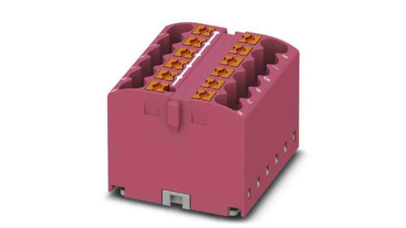 Phoenix Contact Distribution Block, 12 Way, 4mm², 24A, 450 V, Pink