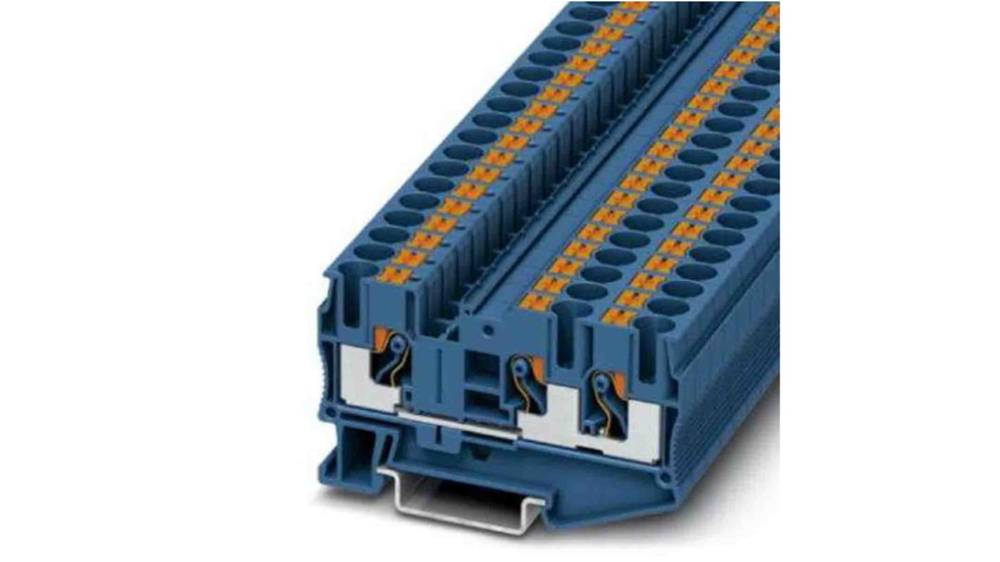 Phoenix Contact PT 6 Series Blue Feed Through Terminal Block, 0.5 → 10mm², Push In Termination, ATEX, IECEx