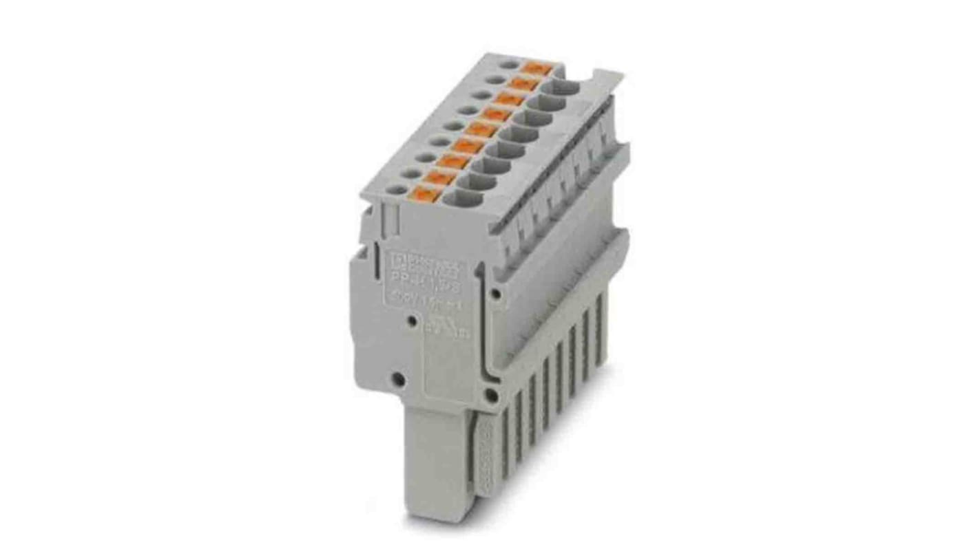 Phoenix Contact Pluggable Terminal Block, Plug, DIN Rail, Push In Termination