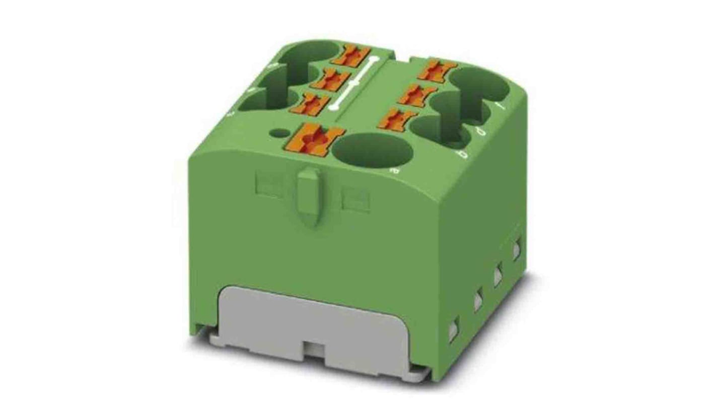 Phoenix Contact Distribution Block, 7 Way, 6mm², 32A, 450 V, Green