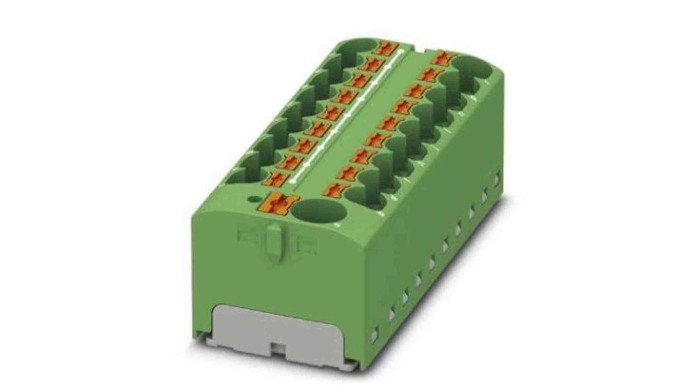 Phoenix Contact Distribution Block, 19 Way, 6mm², 32A, 450 V, Green
