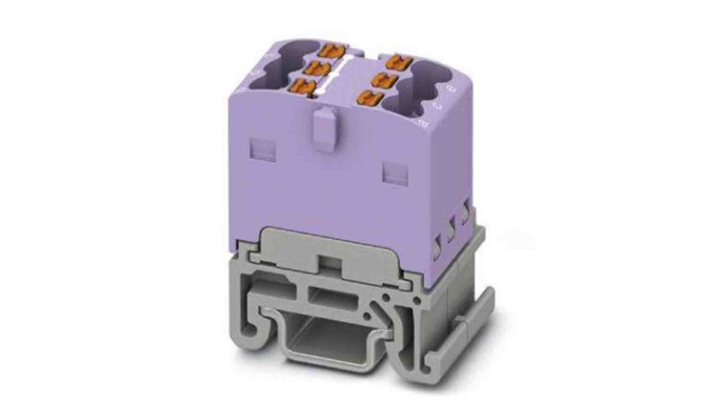 Phoenix Contact Distribution Block, 6 Way, 2.5mm², 17.5A, 500 V, Violet