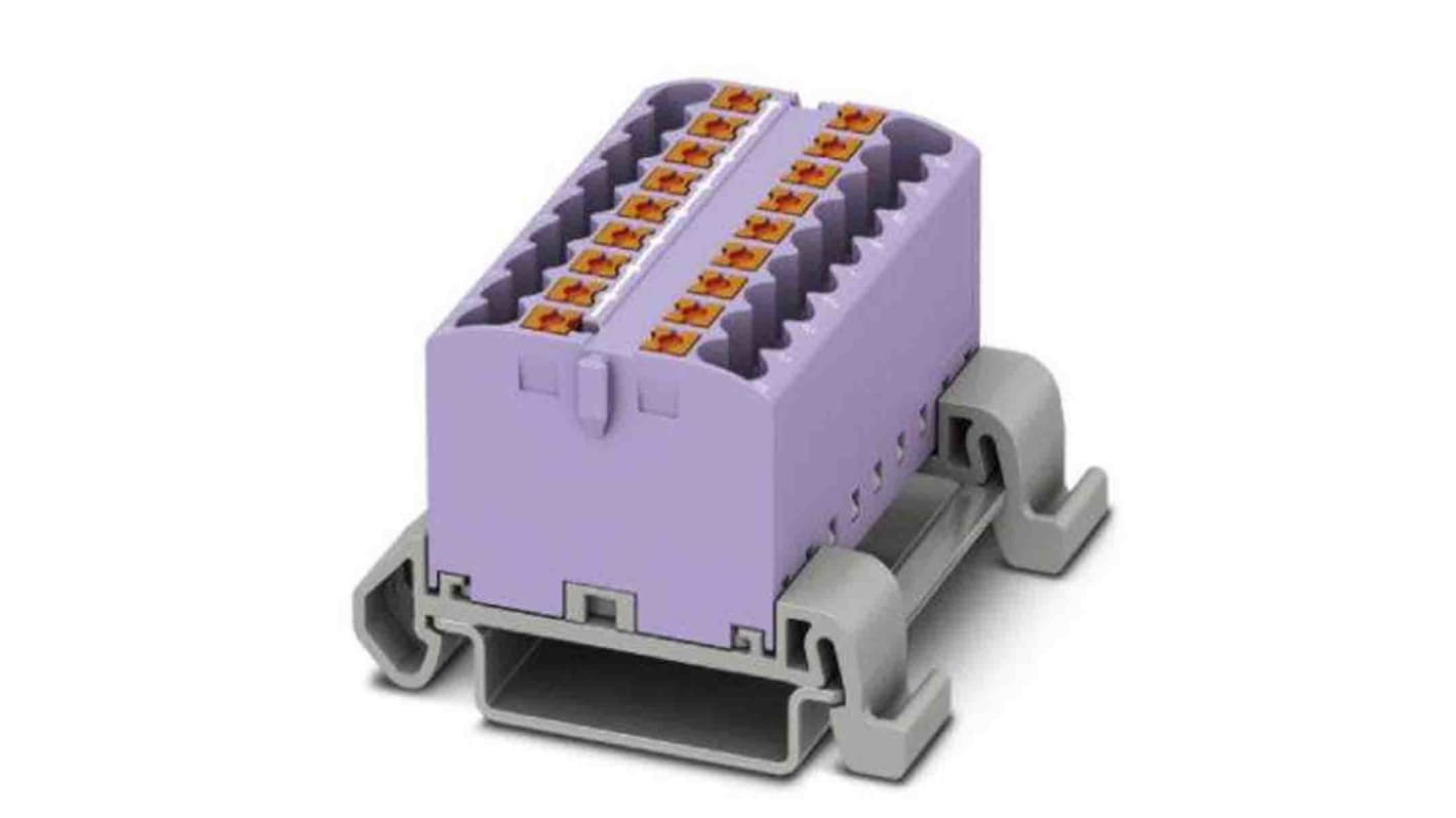 Phoenix Contact Distribution Block, 18 Way, 4mm², 24A, 690 V, Violet