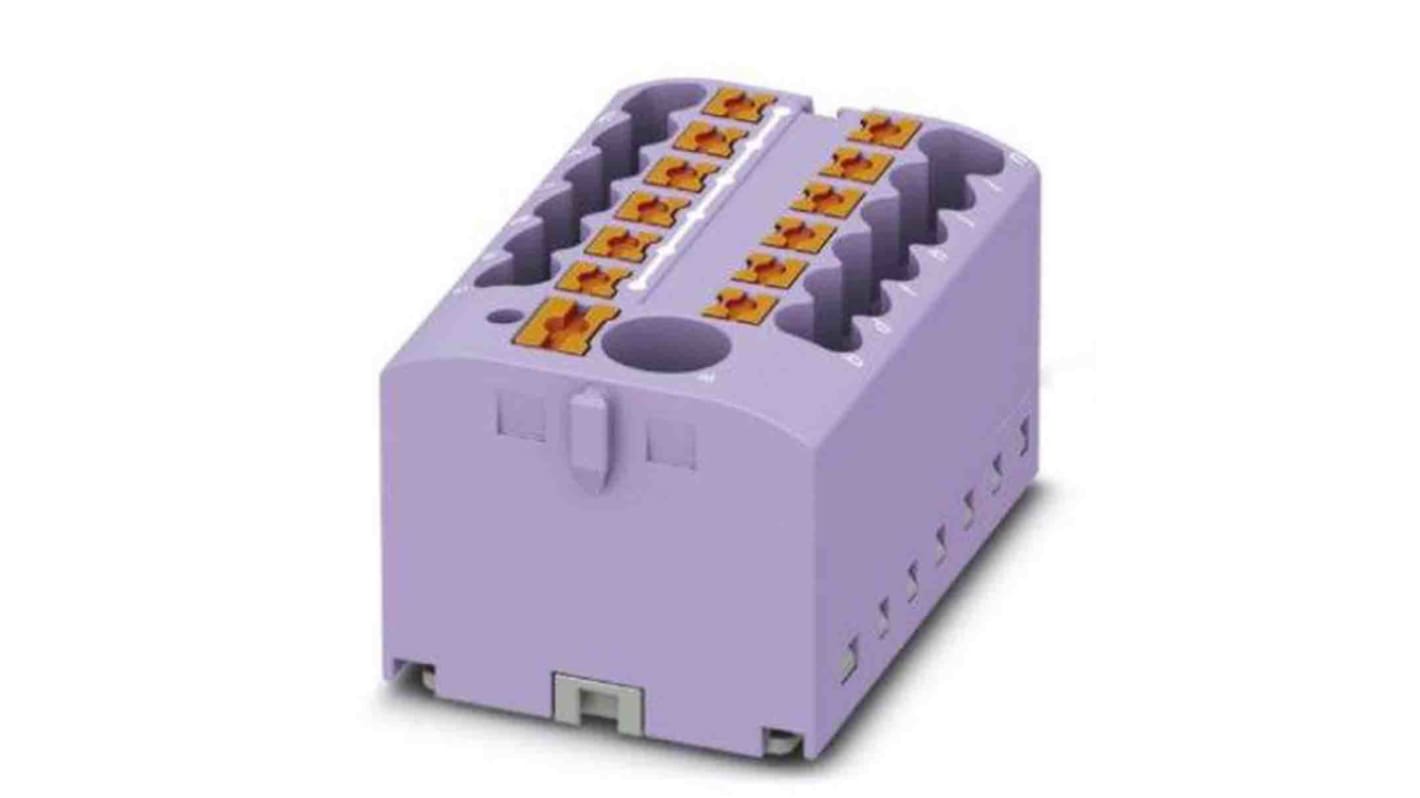 Phoenix Contact Distribution Block, 13 Way, 4mm², 24A, 450 V, Violet