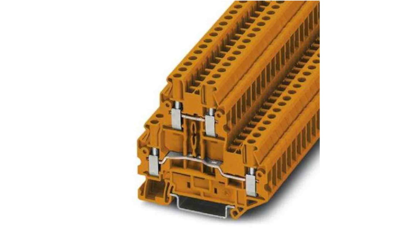 Phoenix Contact UTTB Series Orange Double Level Terminal Block, Screw Termination