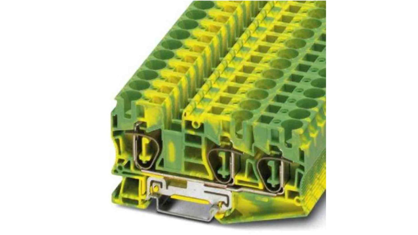 Phoenix Contact 3-Way Earth Terminal Block, 16mm², 24 → 6 AWG Wire, Spring Cage