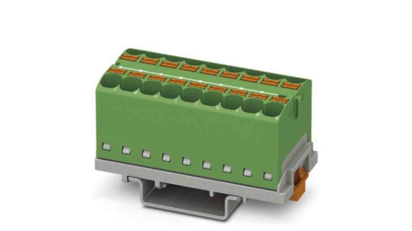 Phoenix Contact Distribution Block, 18 Way, 0.2 → 6mm², 32A, 800 V, Green