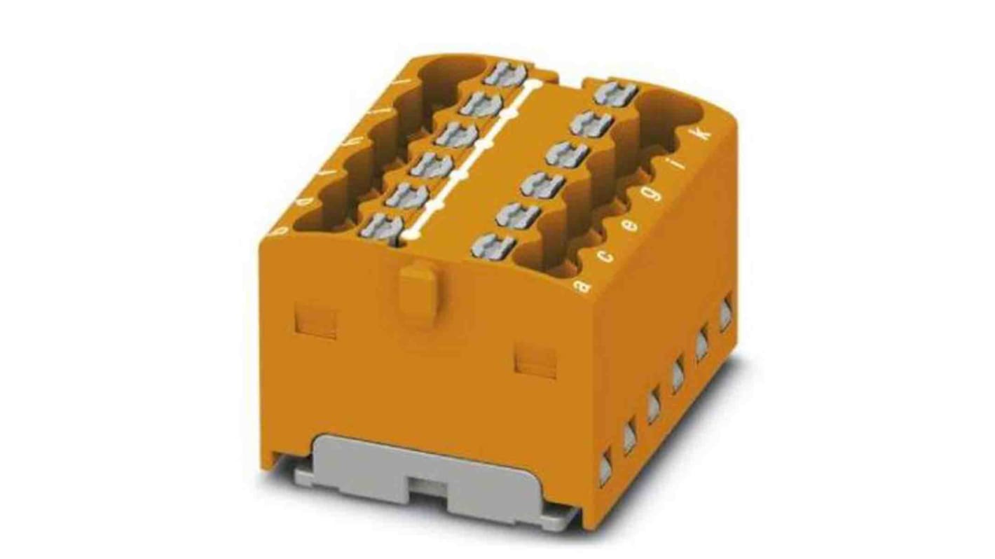 Phoenix Contact Distribution Block, 12 Way, 2.5mm², 17.5A, 450 V, Orange