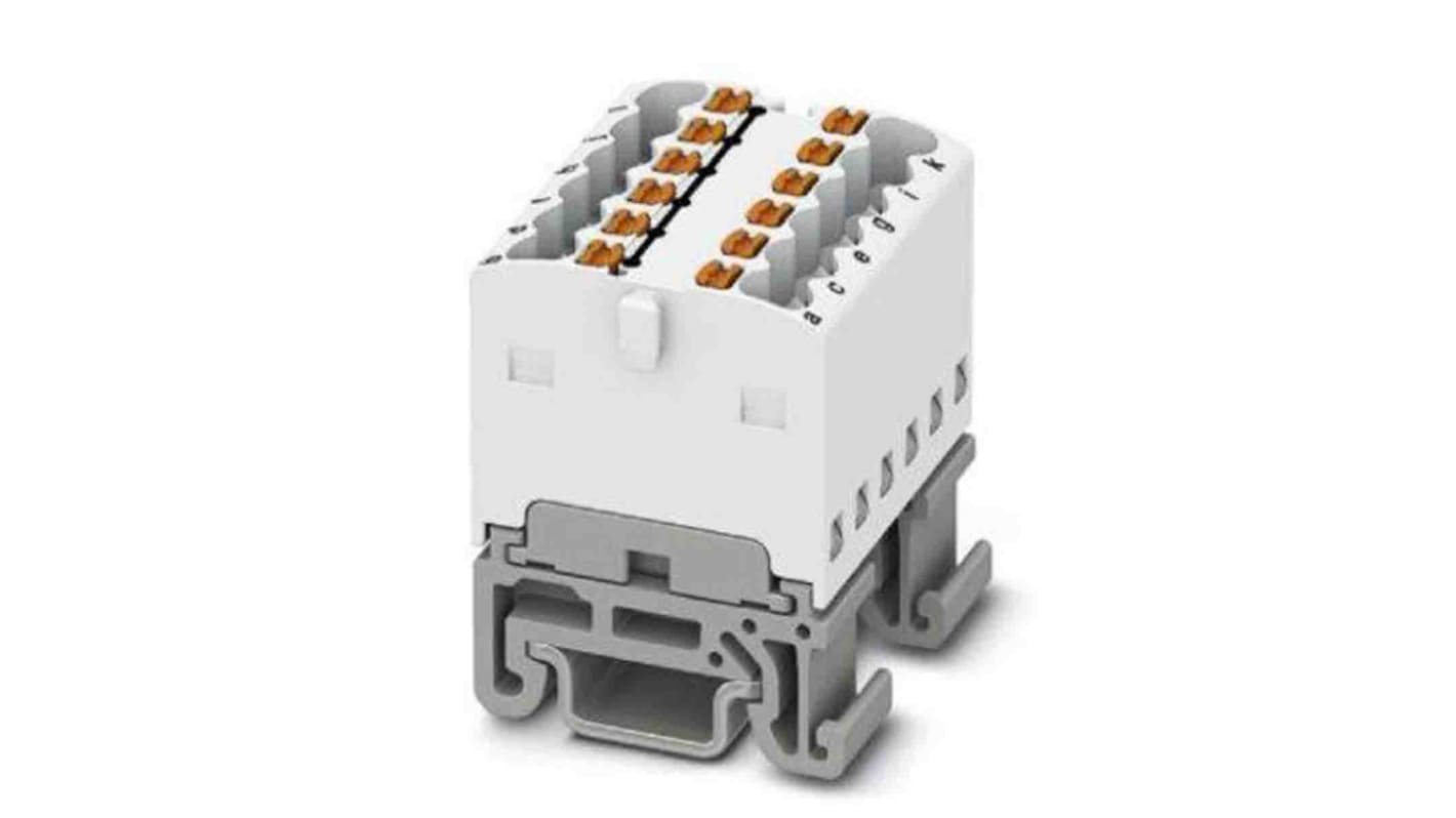 Bloc de distribution Phoenix Contact 12 voies, raccordement Enfichable, section de fils 2,5 mm², 17.5A, 500 V