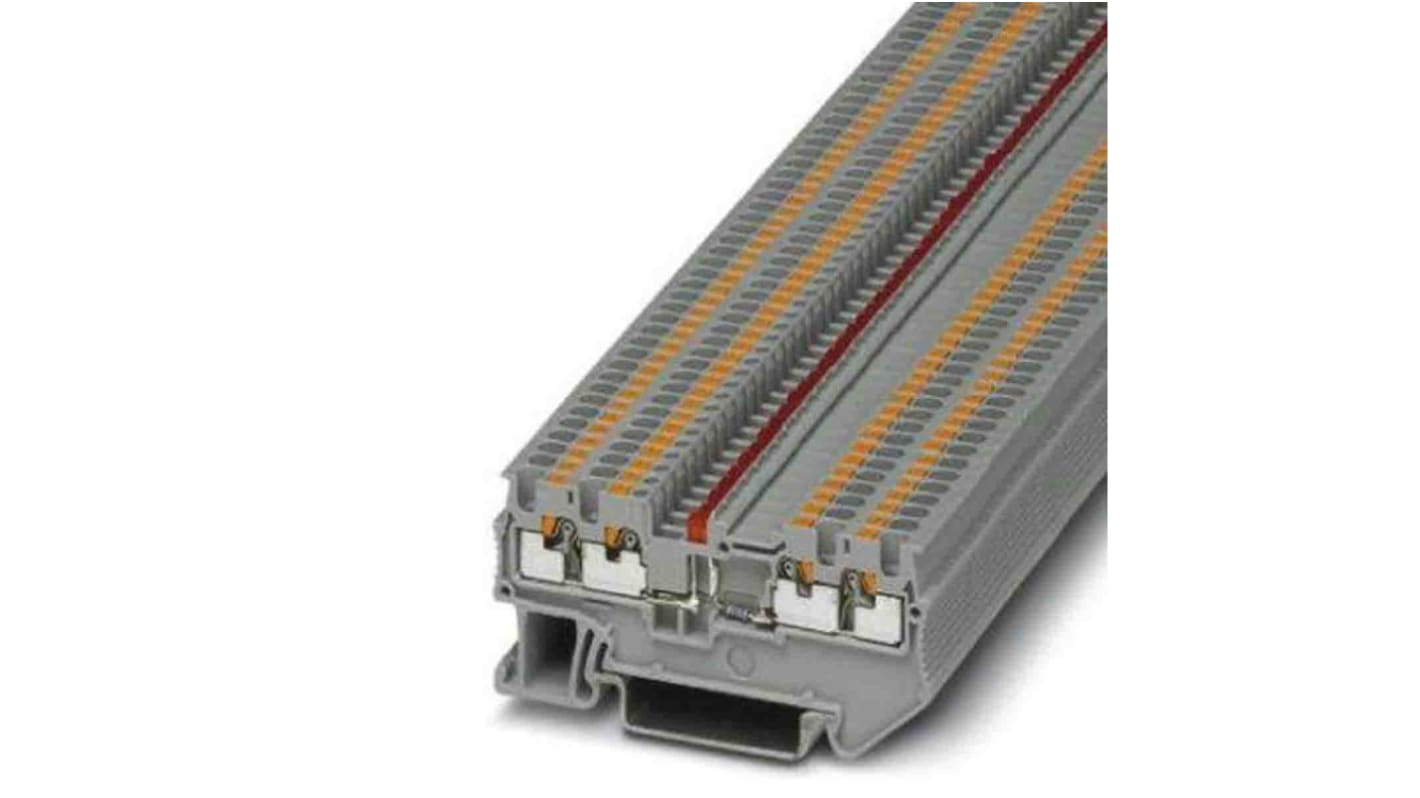 Phoenix Contact PT Series Grey DIN Rail Terminal Block, 4mm², Push In Termination