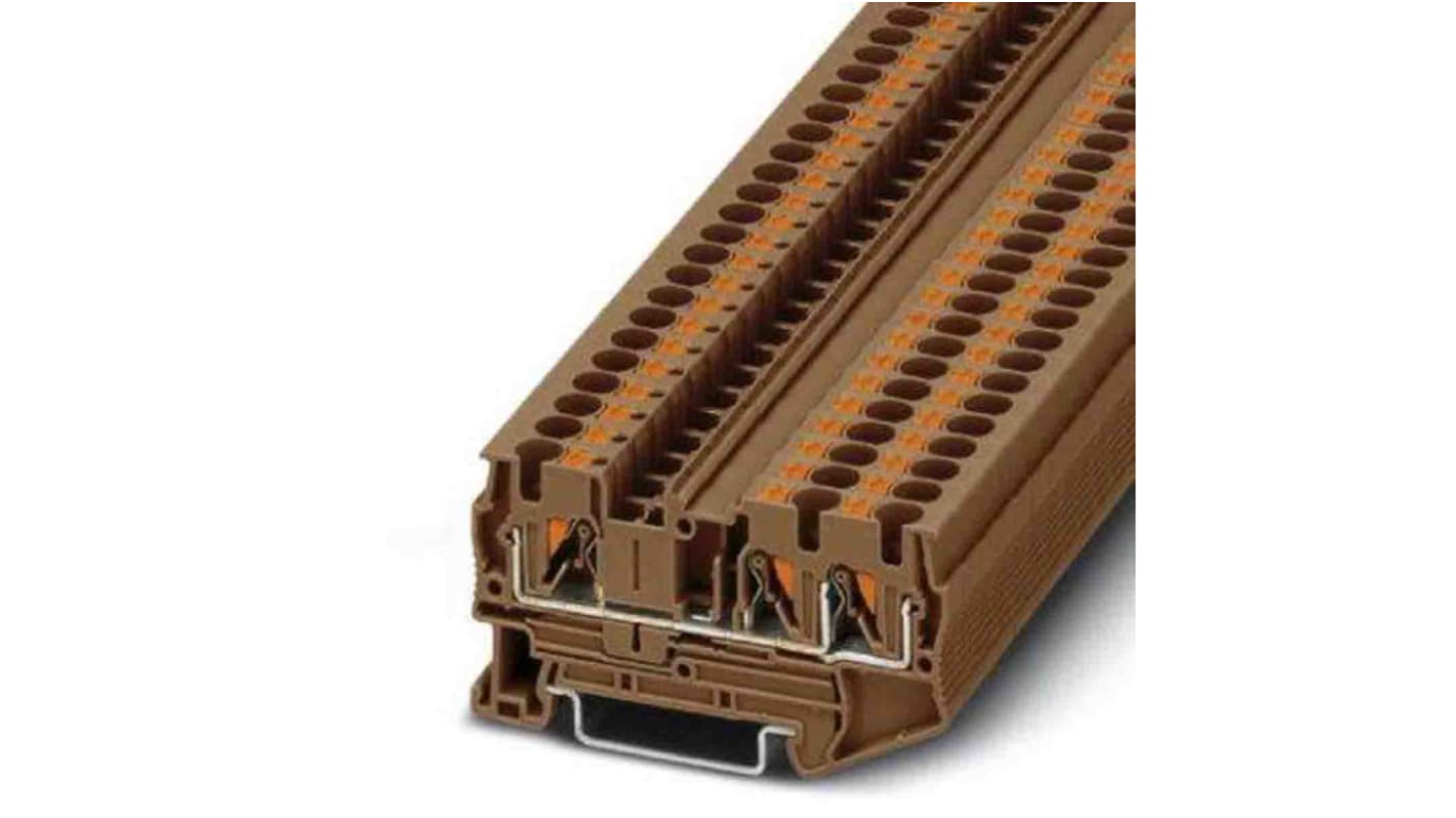 Phoenix Contact PT 4 Series Brown Feed Through Terminal Block, 0.2 → 6mm², Push In Termination, ATEX, IECEx