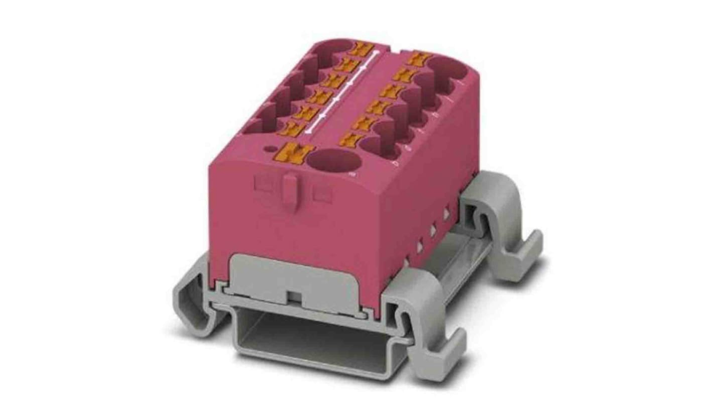 Phoenix Contact Distribution Block, 13 Way, 0.2 → 6mm², 32A, 800 V, Pink