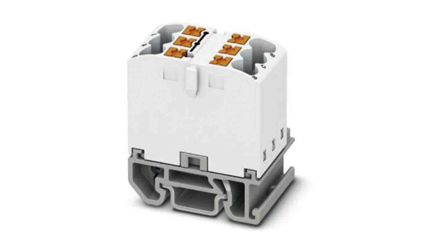 Phoenix Contact Distribution Block, 6 Way, 4mm², 24A, 690 V, White