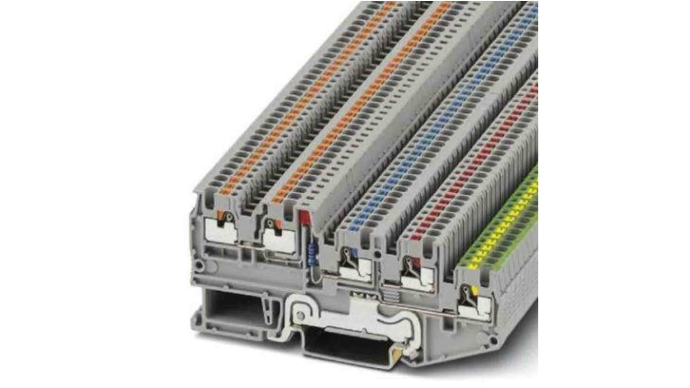 Phoenix Contact PTIO Series Grey DIN Rail Terminal Block, 1.5mm², Push In Termination