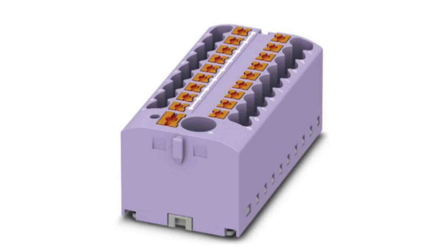 Phoenix Contact Distribution Block, 19 Way, 4mm², 24A, 450 V, Violet