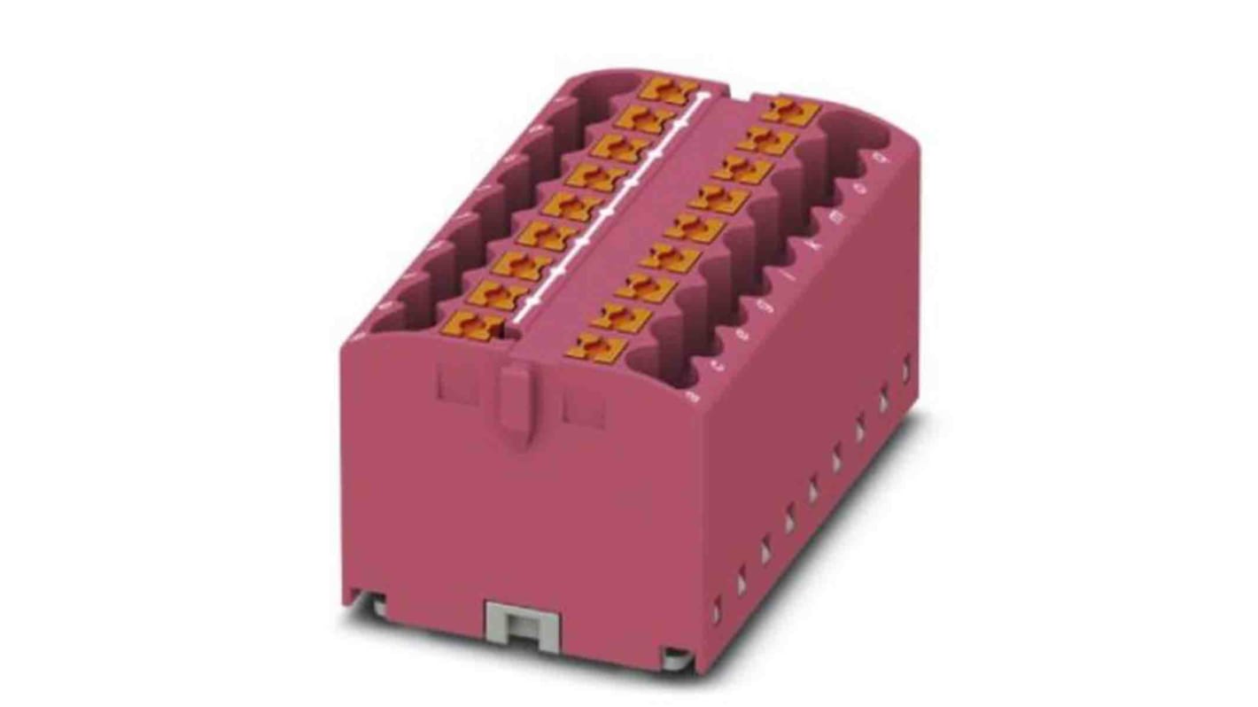 Phoenix Contact Distribution Block, 18 Way, 0.14 → 4mm², 24A, 450 V, Pink