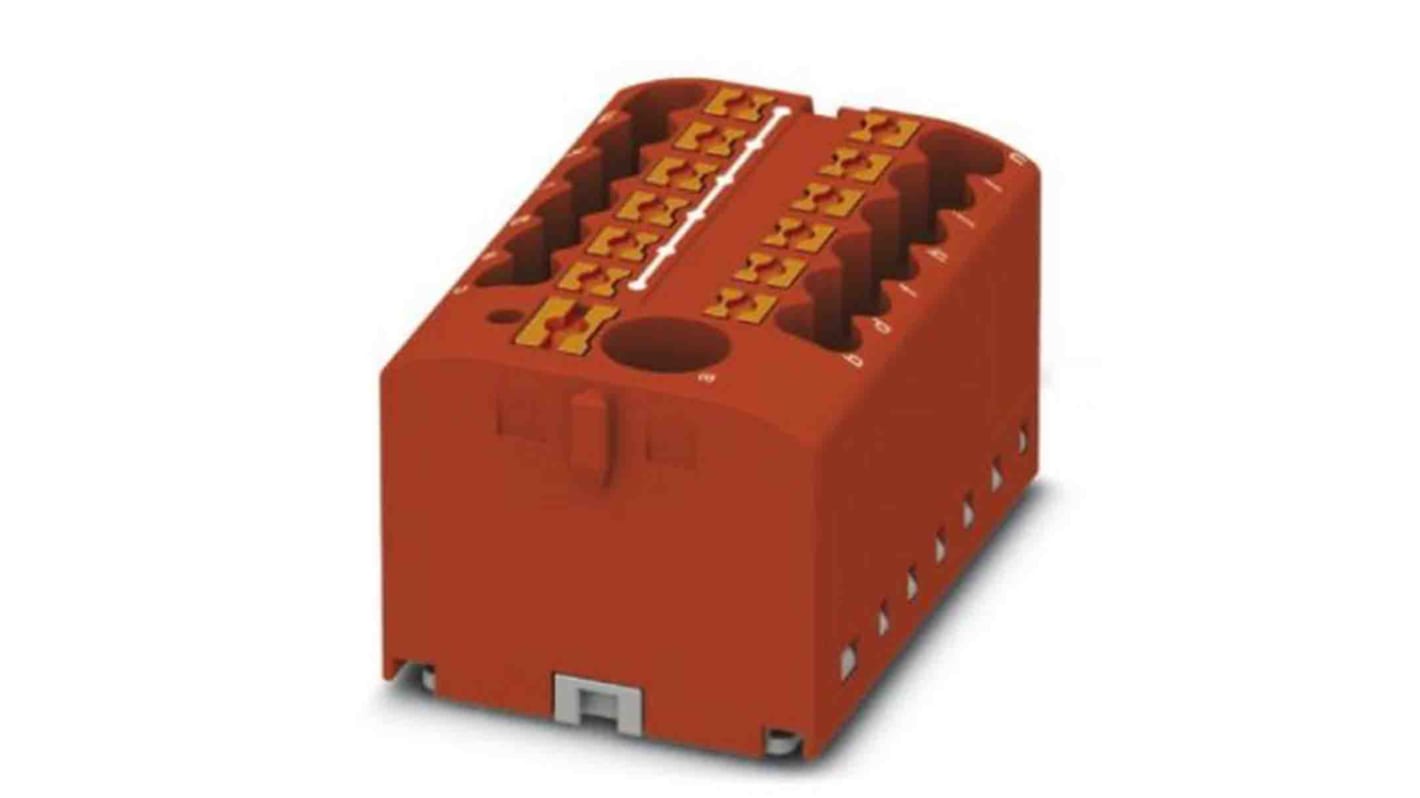 Phoenix Contact Distribution Block, 13 Way, 0.14 → 4mm², 24A, 450 V, Red