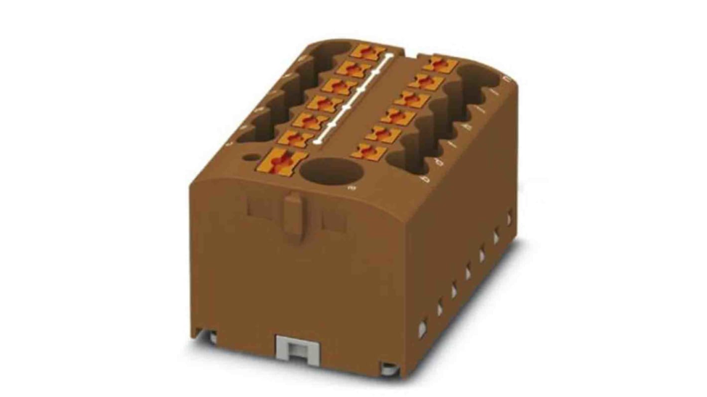 Phoenix Contact Distribution Block, 13 Way, 0.14 → 4mm², 24A, 450 V, Brown