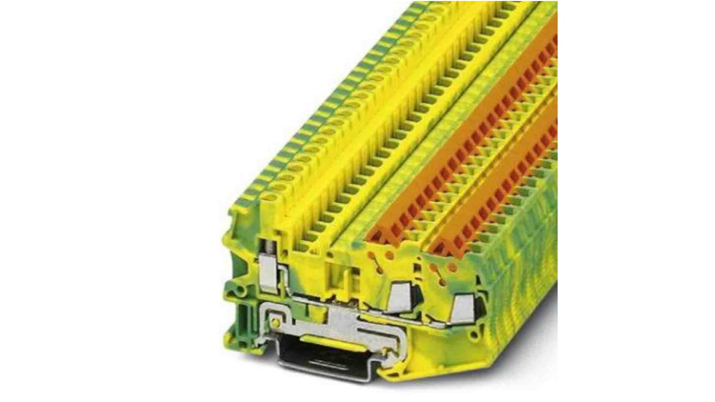 Phoenix Contact Schutzleiterklemme, 3-polig, Steckverbinder-Anschluss, 24→ 16 AWG, 1.5mm², Grün/Gelb