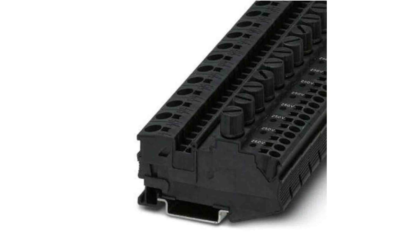 Phoenix Contact DT Series Black Fused DIN Rail Terminal, Single-Level, Fused