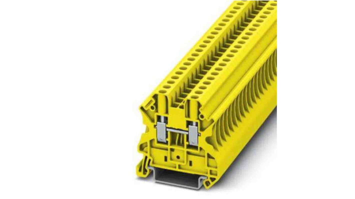 Phoenix Contact UT 4 Series Yellow Feed Through Terminal Block, 0.14 → 6mm², Screw Termination, ATEX, IECEx