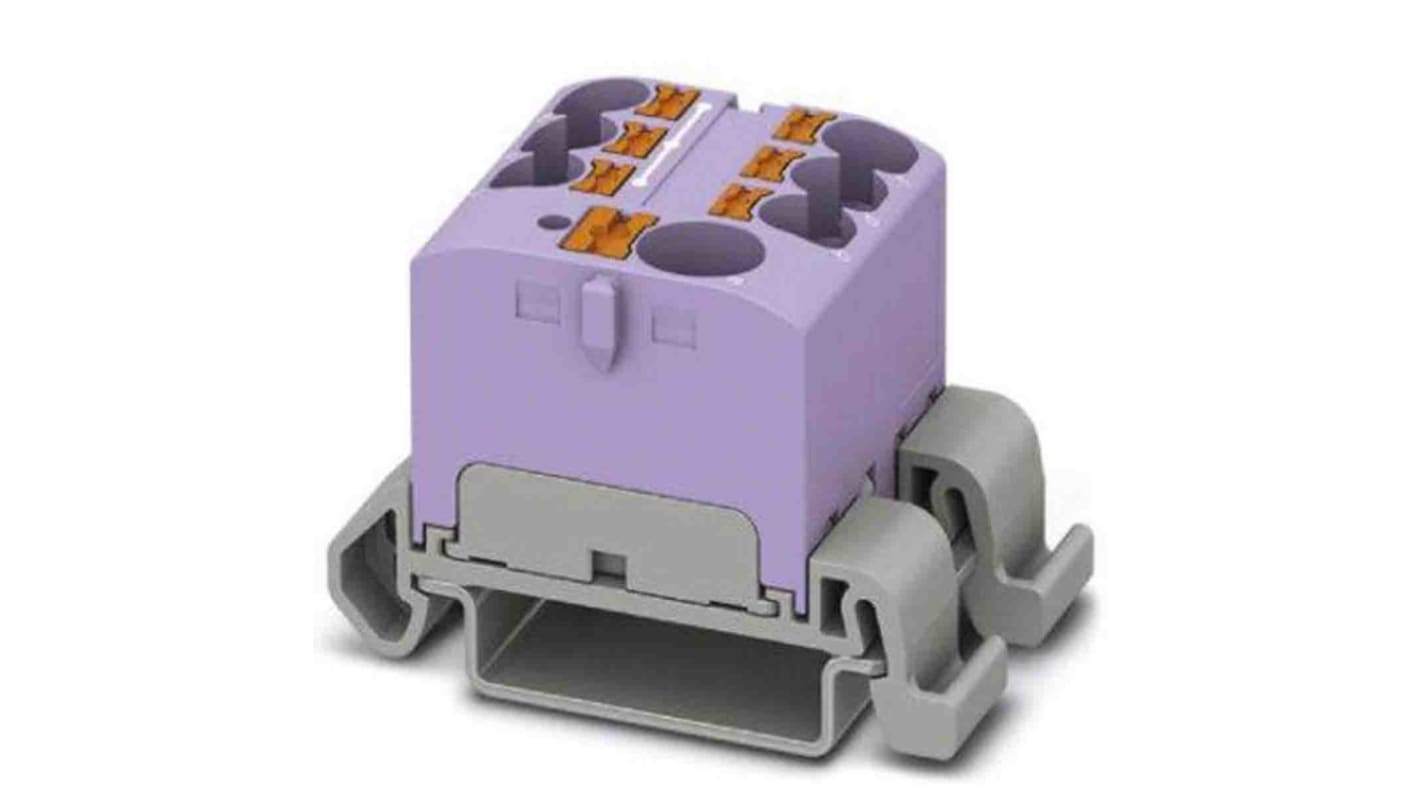 Phoenix Contact Distribution Block, 7 Way, 0.2 → 6mm², 32A, 450 V, Violet