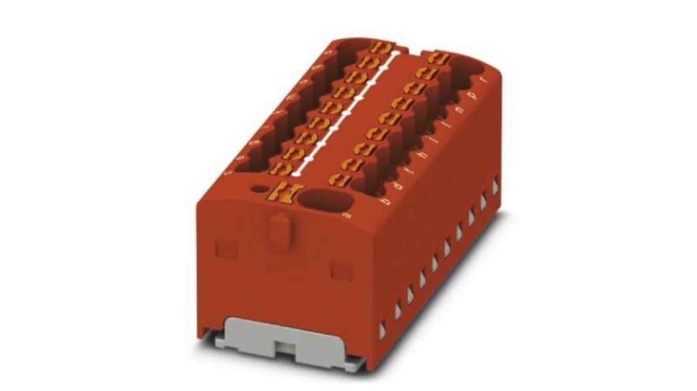 Phoenix Contact Distribution Block, 19 Way, 2.5mm², 17.5A, 450 V, Red