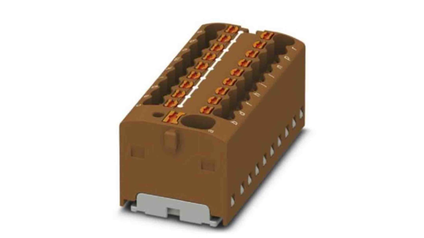 Phoenix Contact Distribution Block, 19 Way, 6mm², 41A, 450 V, Brown