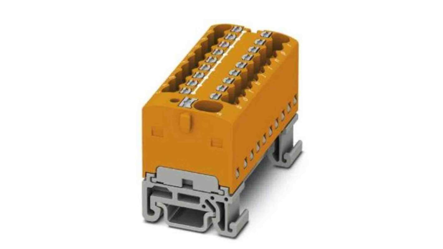 Phoenix Contact Distribution Block, 19 Way, 2.5mm², 17.5A, 500 V, Orange