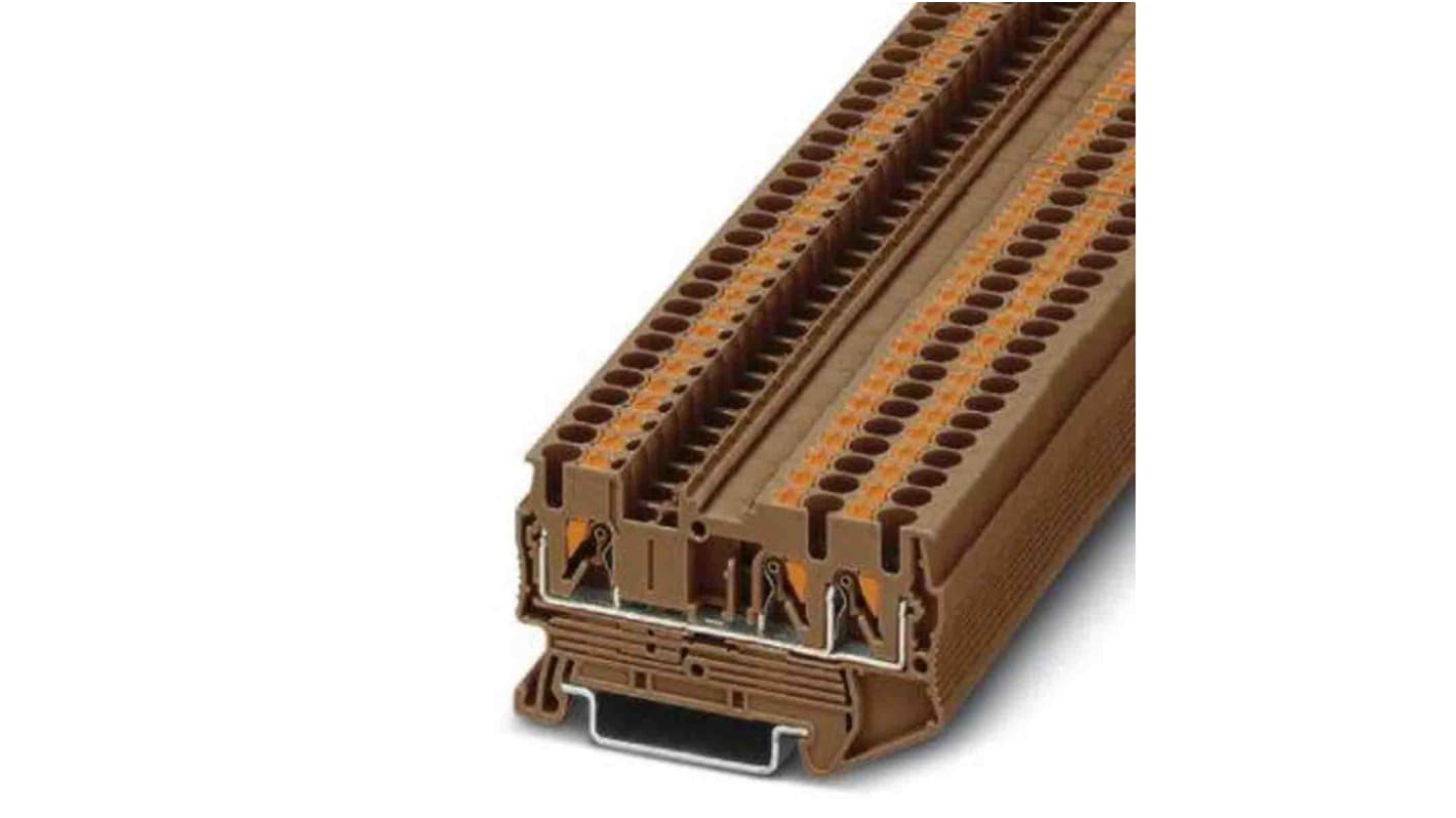 Phoenix Contact PT 2,5 Series Brown Feed Through Terminal Block, 0.14 → 4mm², Push In Termination, ATEX, IECEx