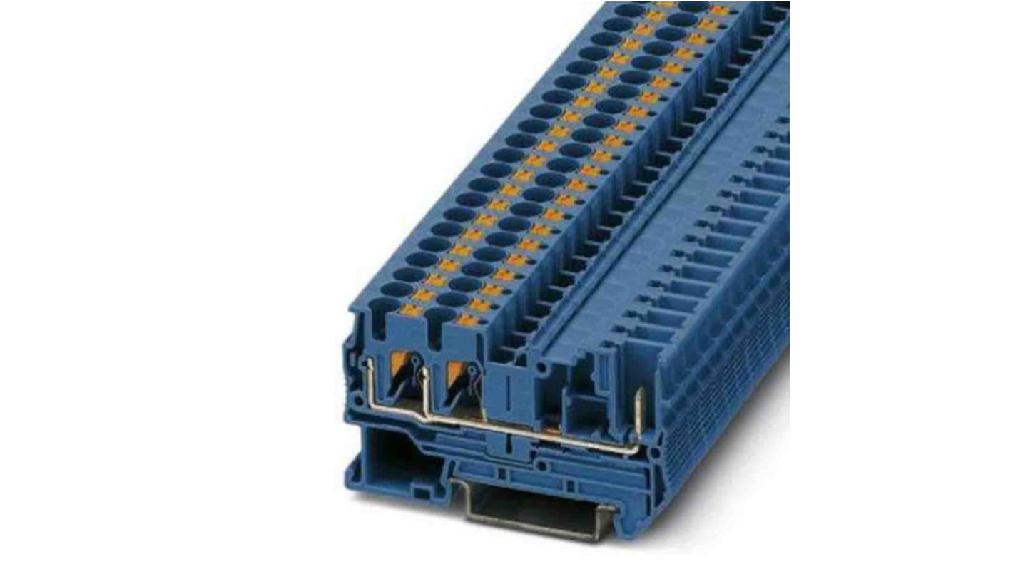 Phoenix Contact PT 4-TWIN Series Blue Feed Through Terminal Block, 0.2 → 6mm²