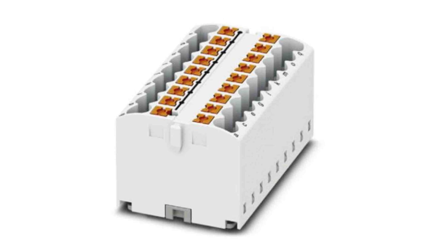 Bloque de distribución, 18 vías, 24A, 450 V