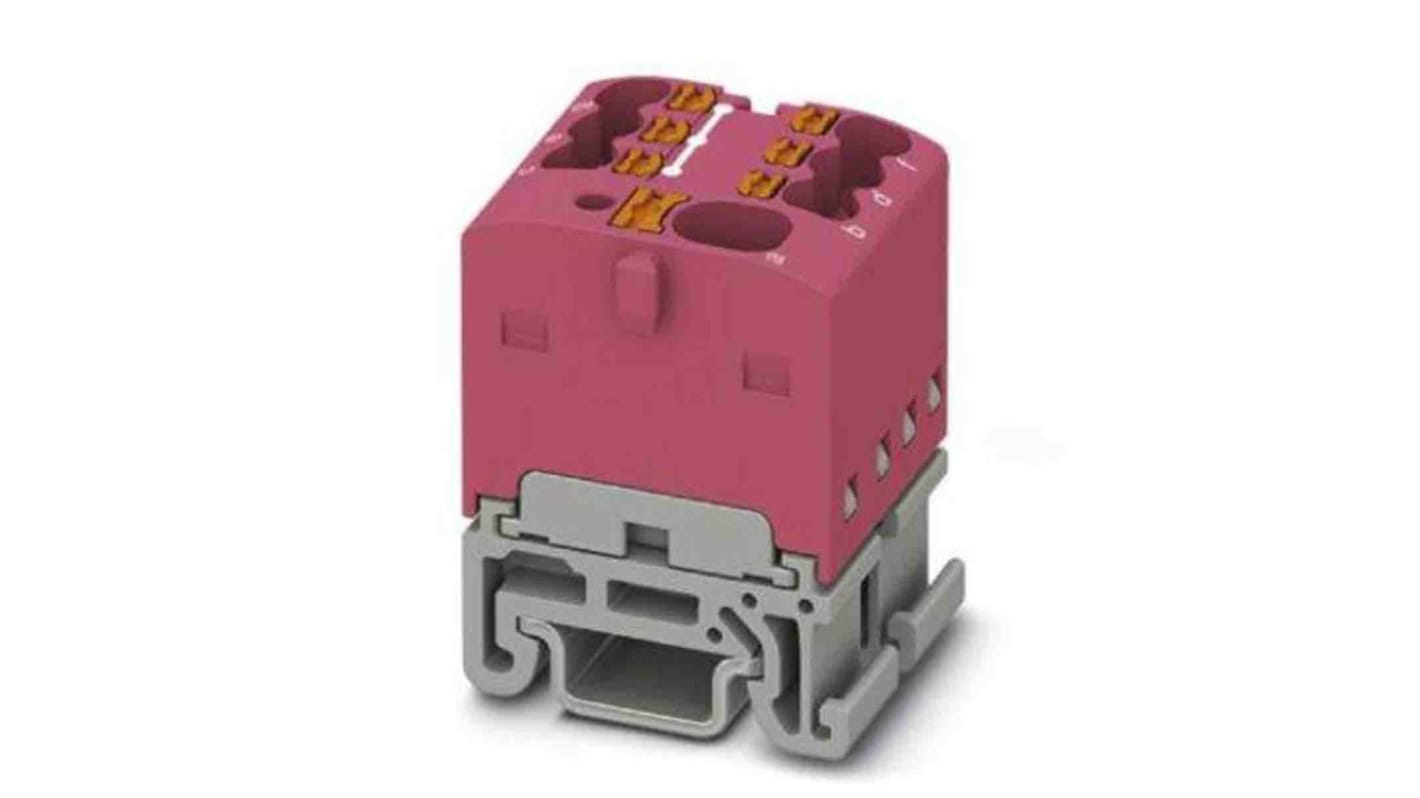 Phoenix Contact Distribution Block, 7 Way, 2.5mm², 17.5A, 500 V, Pink