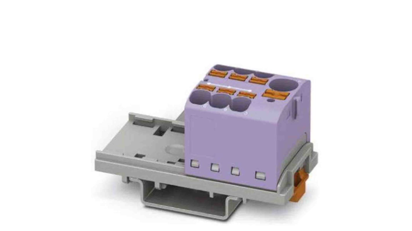 Phoenix Contact Distribution Block, 7 Way, 0.2 → 6mm², 32A, 450 V, Violet