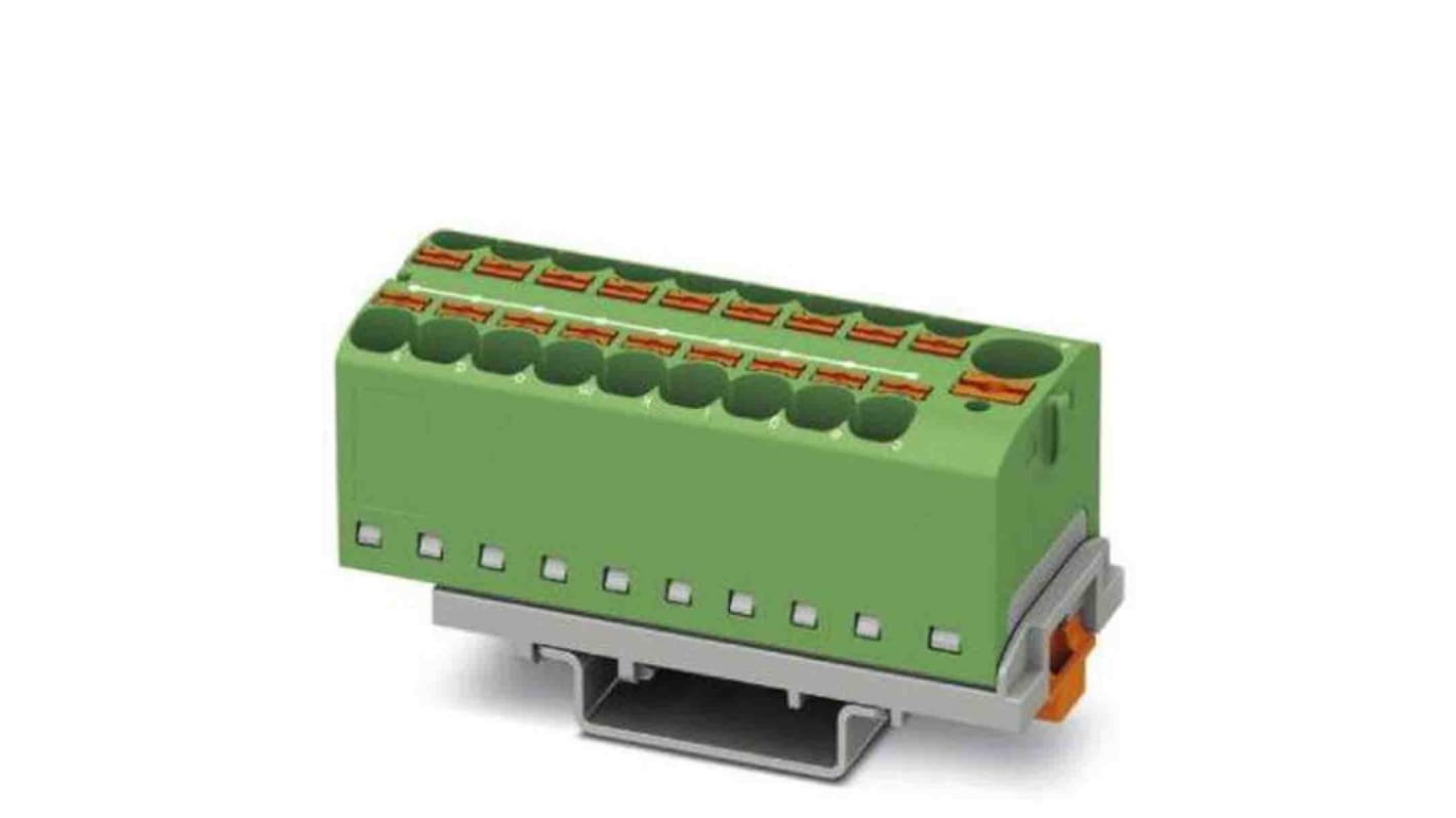 Phoenix Contact Distribution Block, 19 Way, 0.2 → 6mm², 32A, 800 V, Green