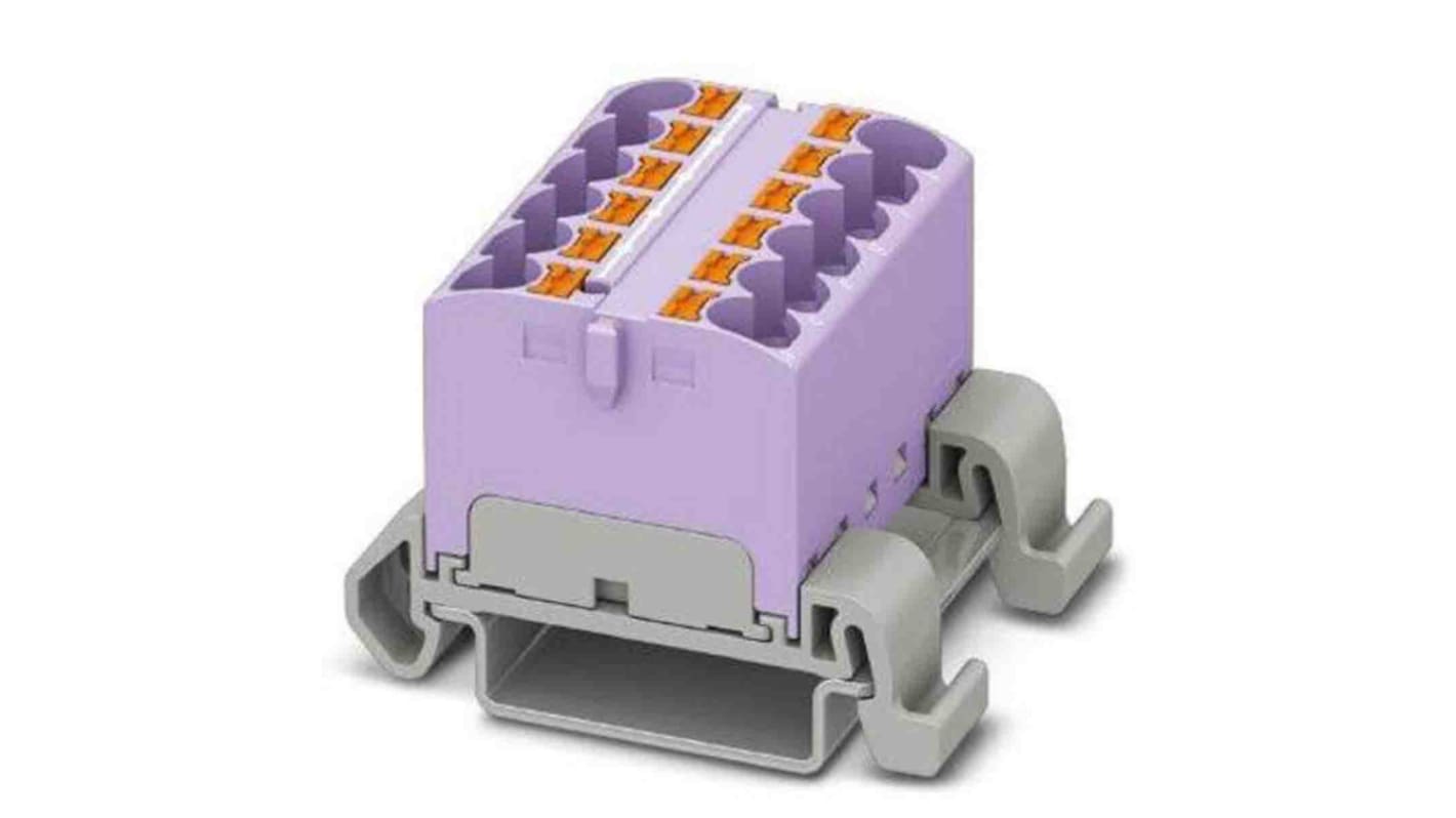 Phoenix Contact Distribution Block, 12 Way, 0.2 → 6mm², 32A, 800 V, Violet
