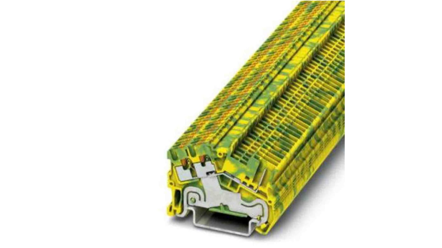 Bloc de mise à la terre 3 voies , raccordement Enfichable, 26→ 14 AWG, Vert/Jaune