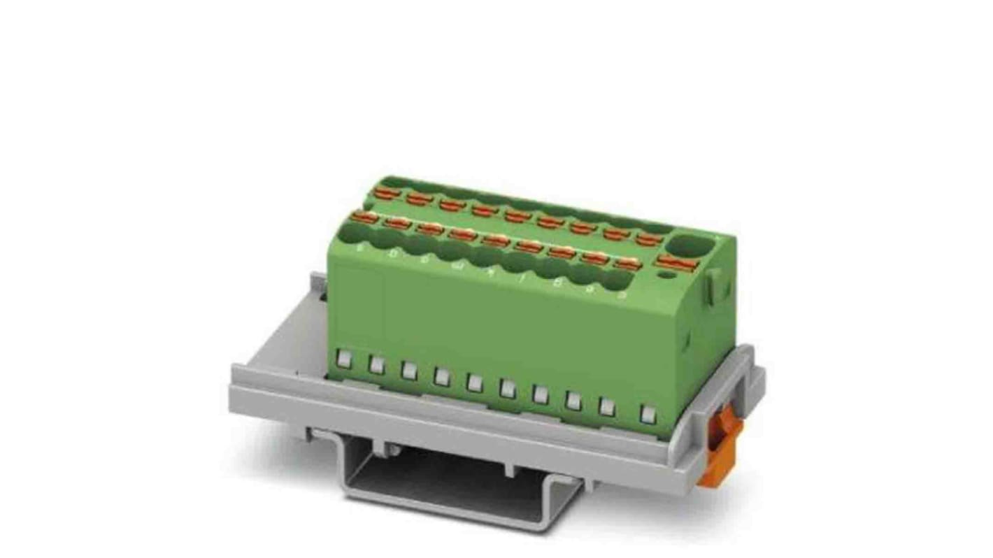 Phoenix Contact Distribution Block, 19 Way, 2.5mm², 17.5A, 500 V, Green