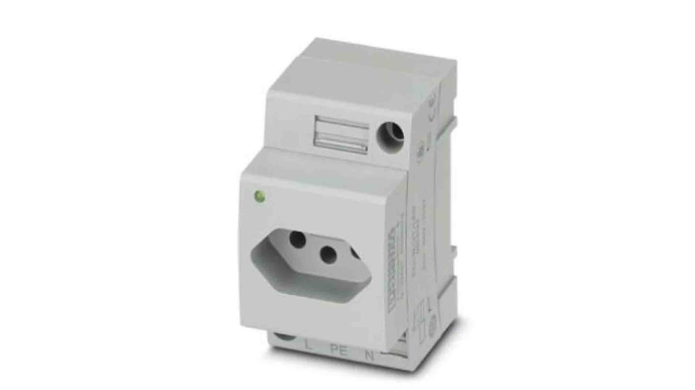 0804142 | Phoenix Contact Mains Sockets, 20A, DIN Rail, 250 V | RS
